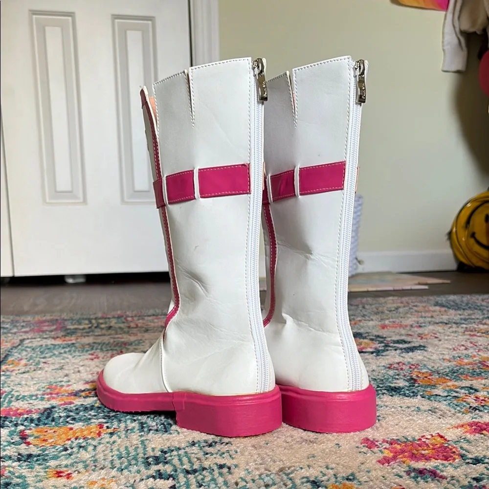 Kids Pink and White Boots - Picture 3 of 6
